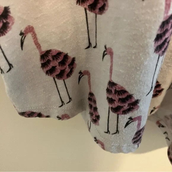 Anthropologie Kendra Dandy Flamingo Printed Tee in Gray/Grey/Pink Large - Picture 6 of 11
